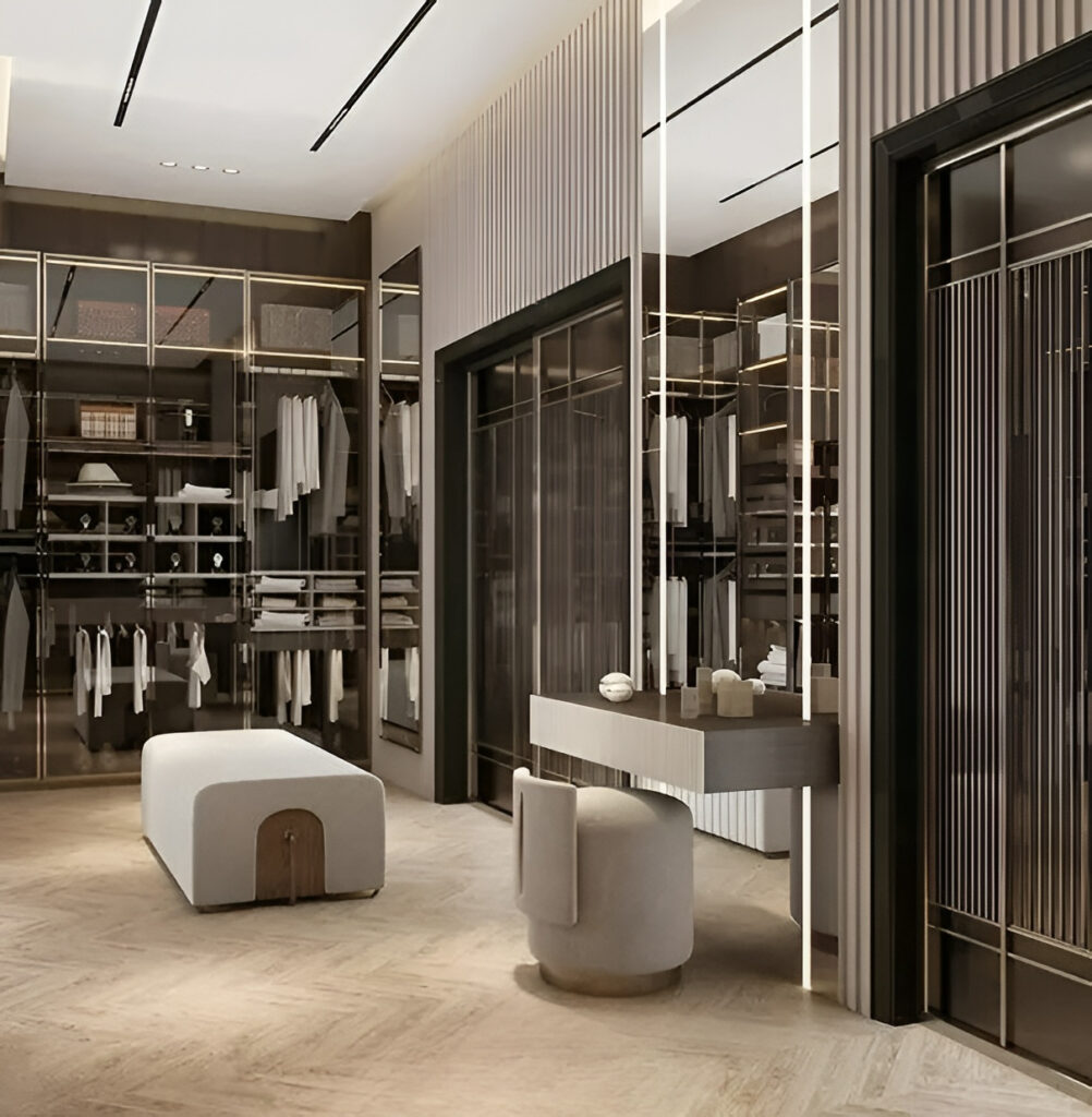 Custom Bedroom Glass Door Wall Walk-in Closet