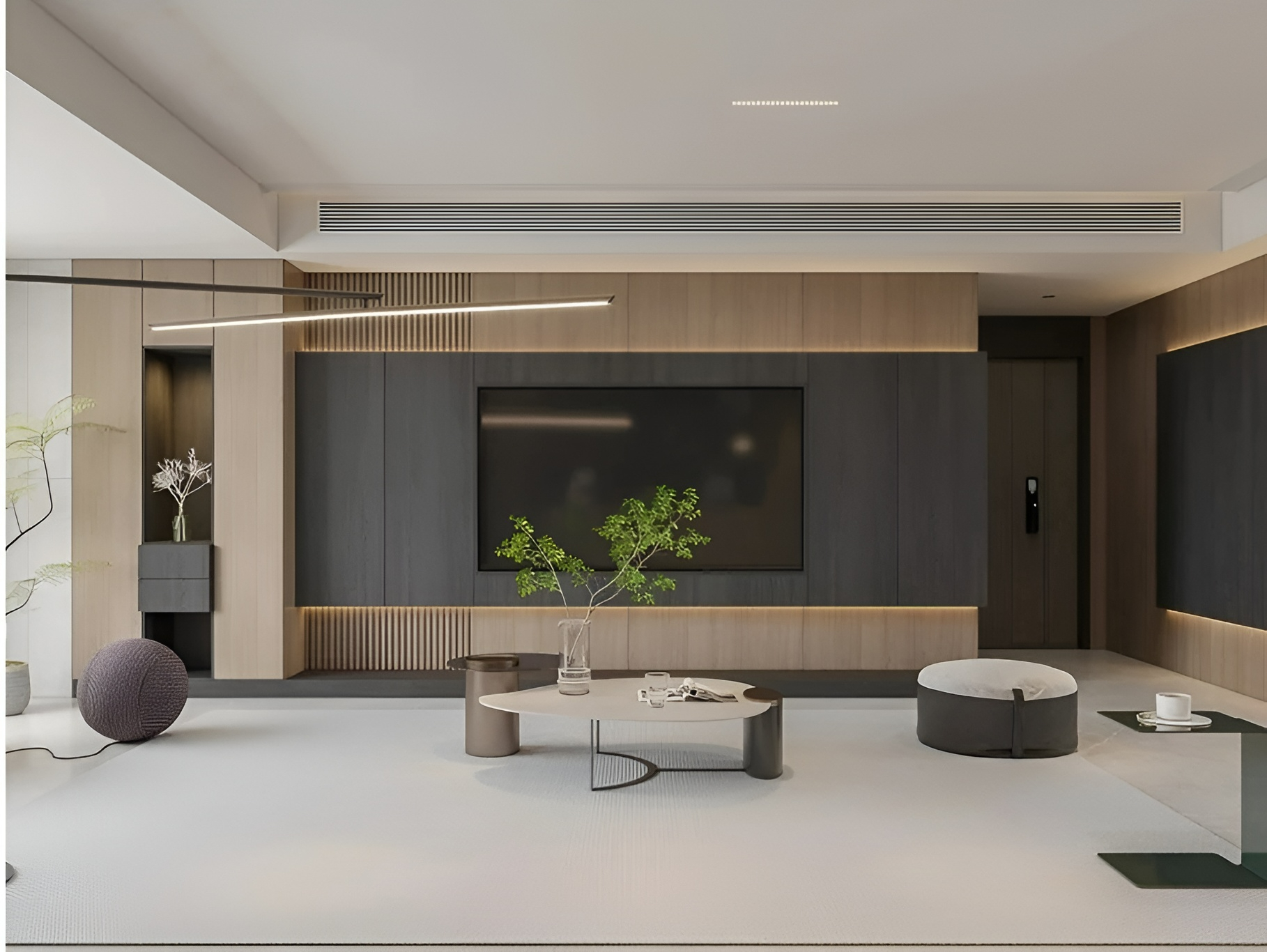 Modern Walnut LED TV Stand with Storage