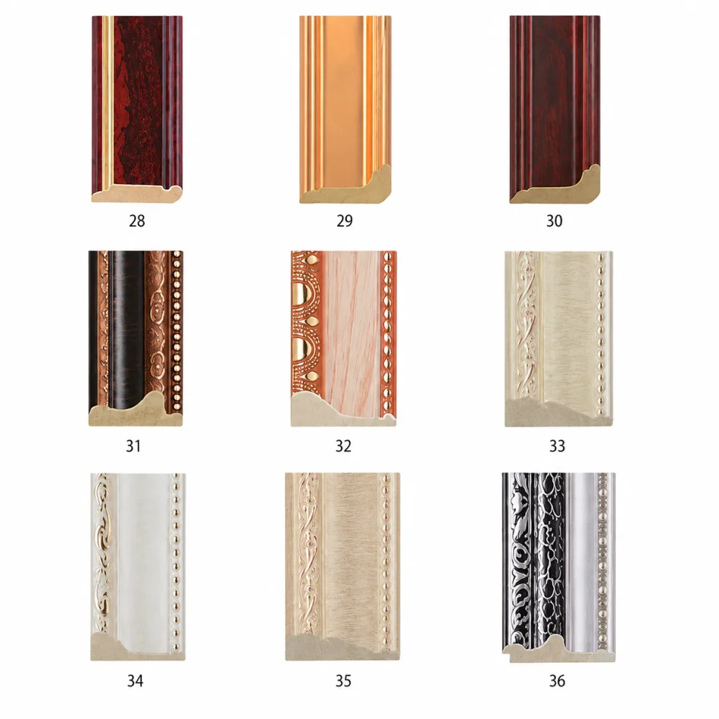 PS Moulding decorative profiles numbered 28 to 36